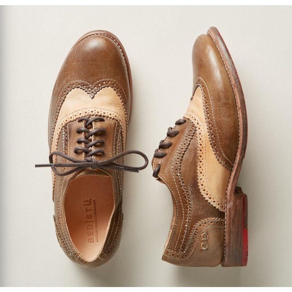 Women’s Bed Stu Lita Leather Oxford Olive Sand Rustic Size 7.5